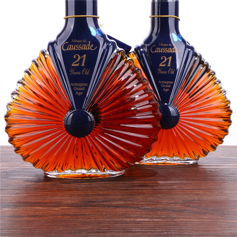 76/90年代法国蓝蝶21年雅文邑白兰地40度700ml2瓶老洋酒