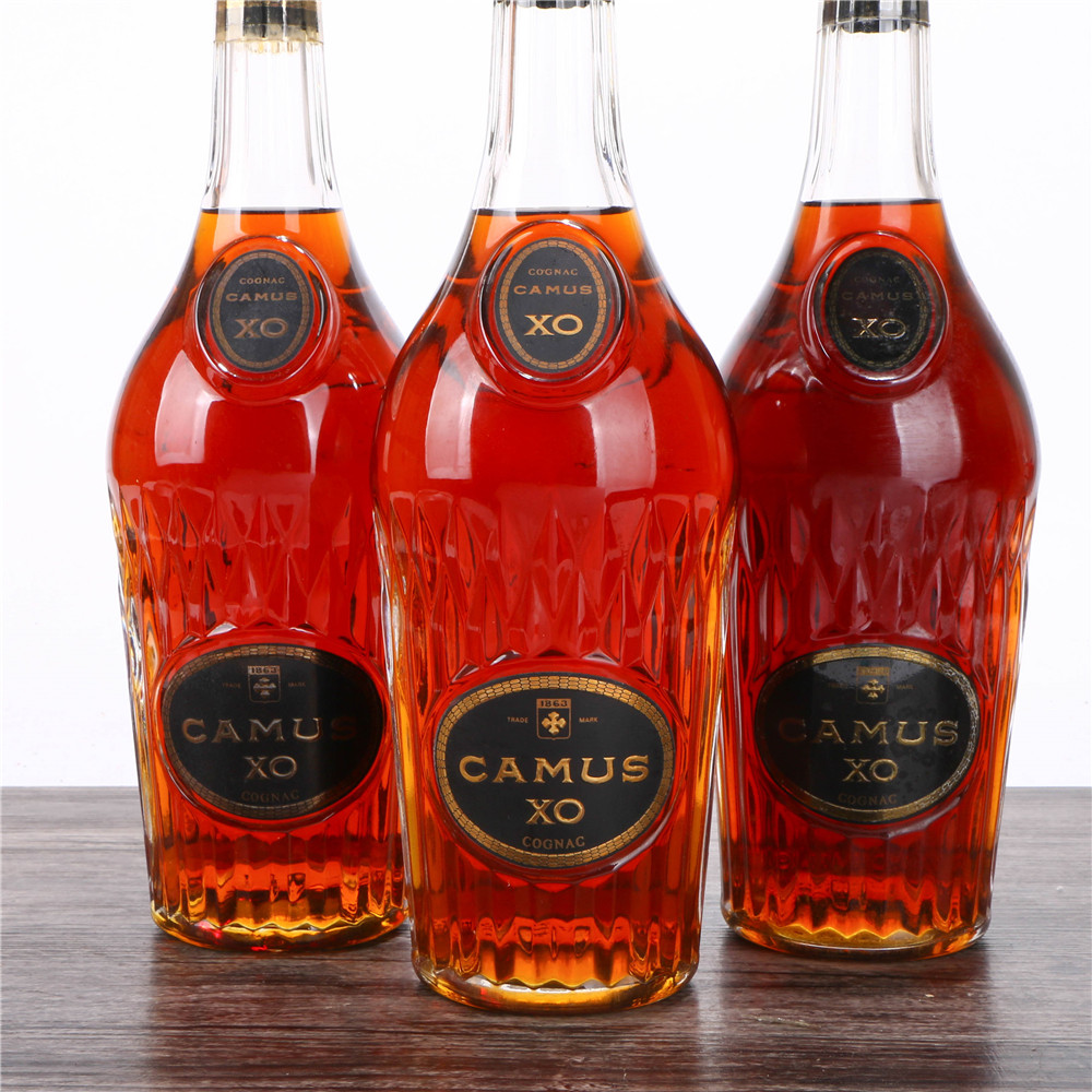 68/80年代卡慕金花长颈xo干邑白兰地40度700ml3瓶老洋酒收藏