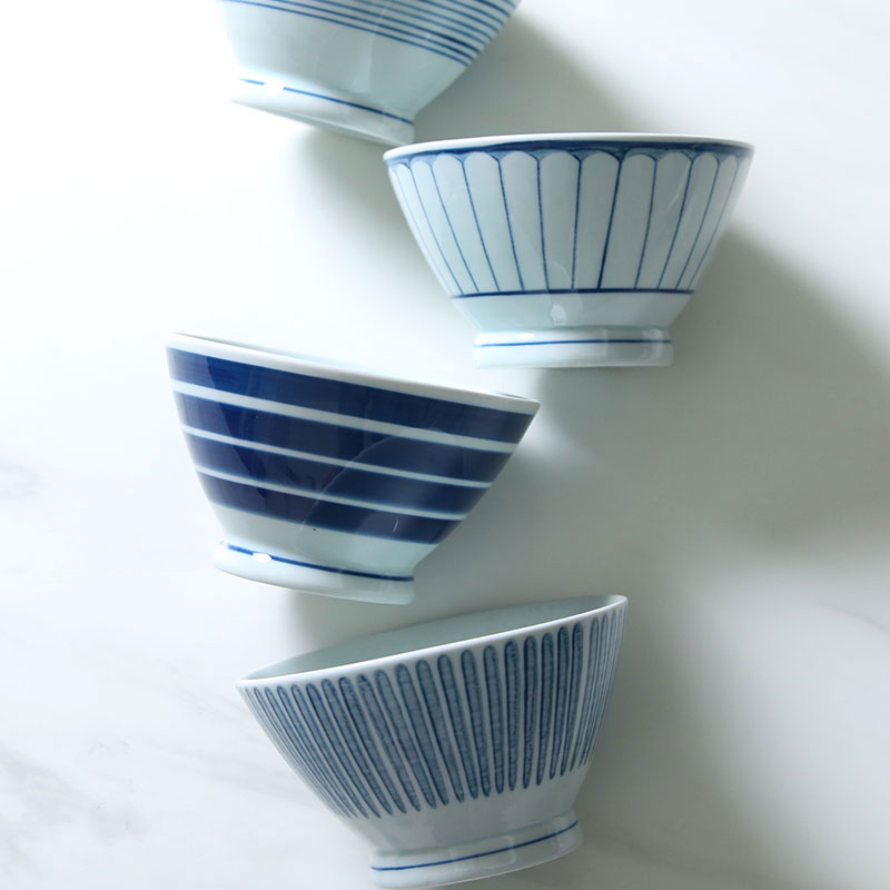 手绘饭碗家用日式拉面碗陶瓷碗单个斗笠喇叭碗高脚手工餐具沙拉碗