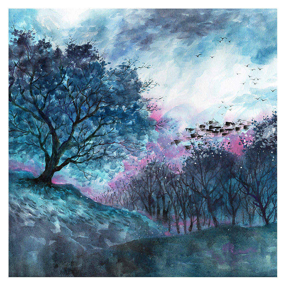 【学院艺术】福大工艺美院 梁军《桃花源》水彩画