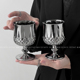 趣皿 小众设计高脚菱形杯肥款银家用甜酒杯创意红酒杯高级感酒杯