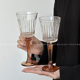 趣皿 小众设计永恒香槟杯棕底创意氛围感高脚杯个性玻璃杯甜酒杯