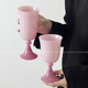 趣皿个性创意酒杯摇铃律动杯可爱少女树莓粉红中古高脚玻璃红酒杯