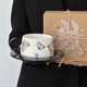 趣皿*艺术手绘玫瑰蝴蝶咖啡杯碟套装精致陶瓷拿铁杯礼盒装早餐杯