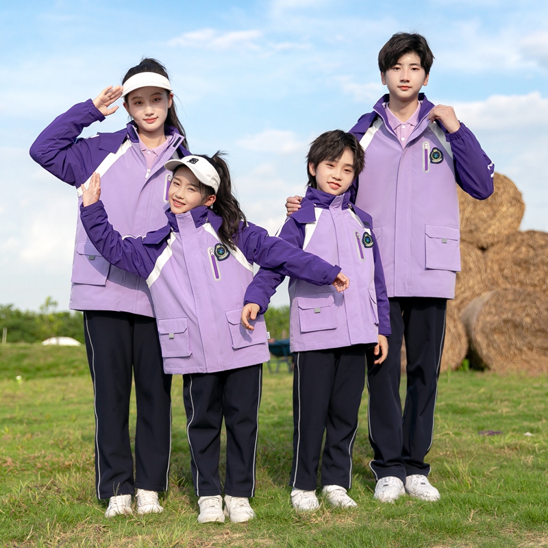 小学生校服冲锋衣冬季可拆卸四件套幼儿园园服儿童英伦风班服套装