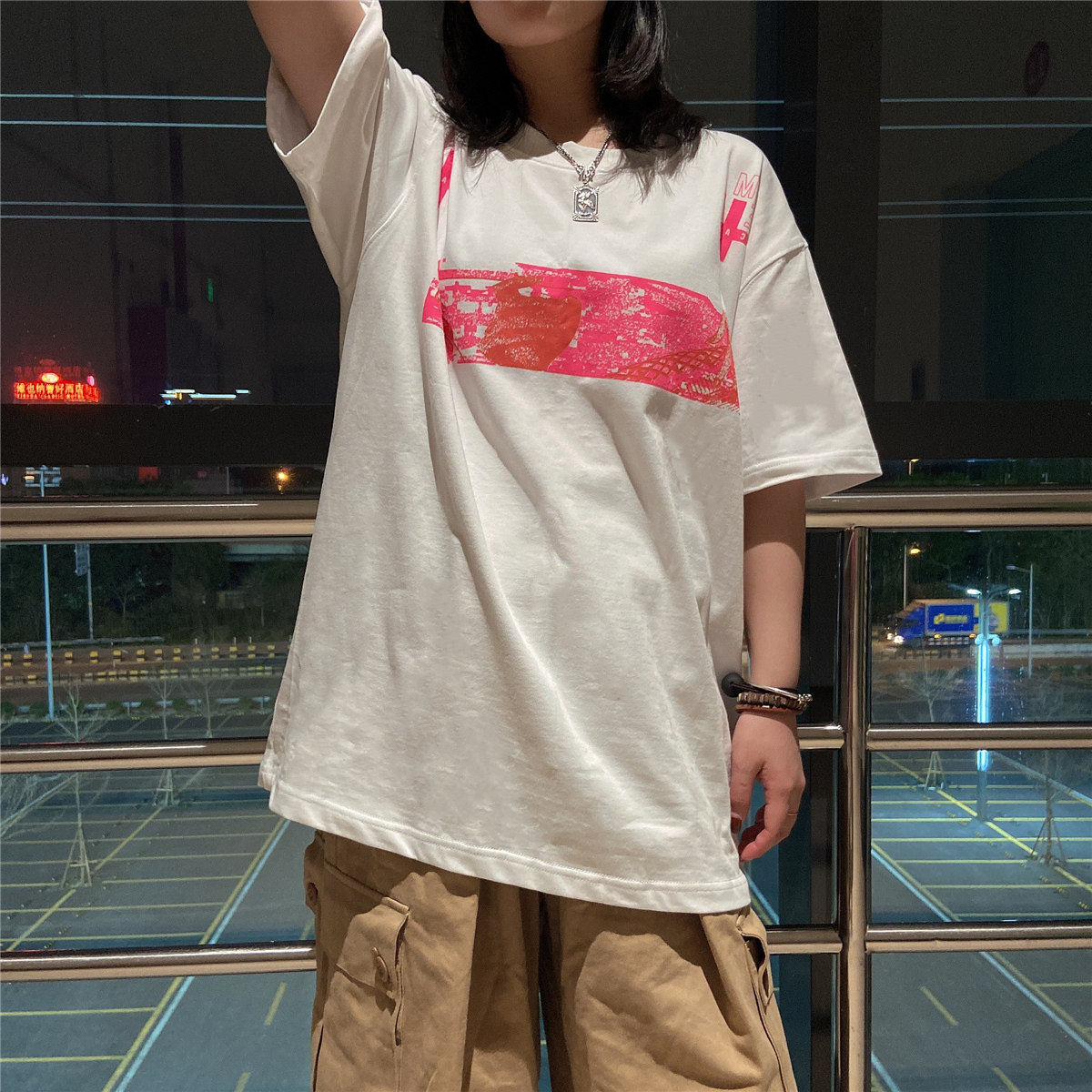 cavempt20ss粉十字架印花潮男女人脸ce短袖t恤宽松tee日系情侣