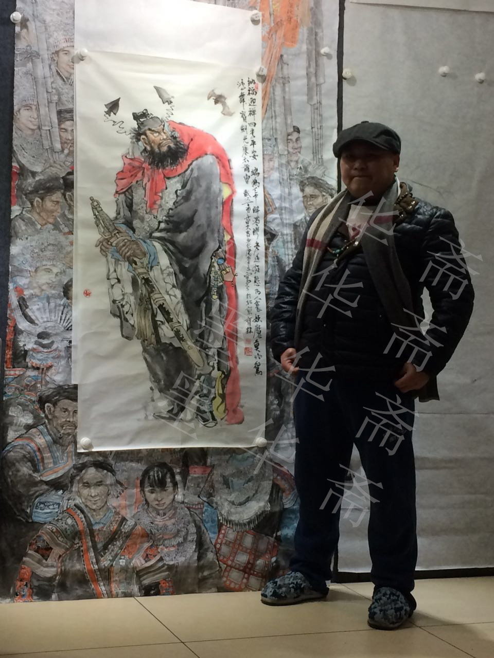 带合影 时育林《纳福迎祥》实力派画家 136x68cm 墨华斋8032