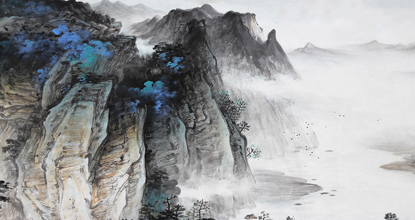 莫春生《意飘云物外》广西省美协会员 2.4米 墨华斋8397