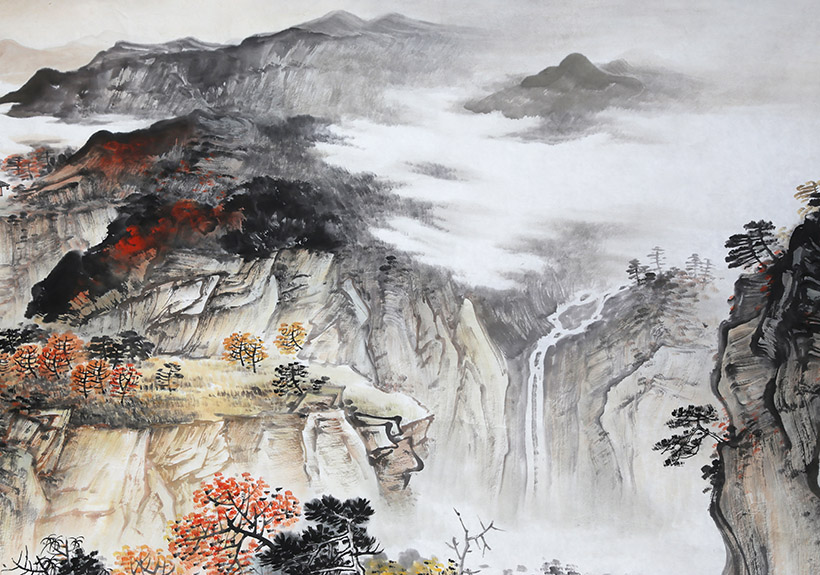 莫春生《青山吟意远》广西省美协会员 2.4米 墨华斋8376