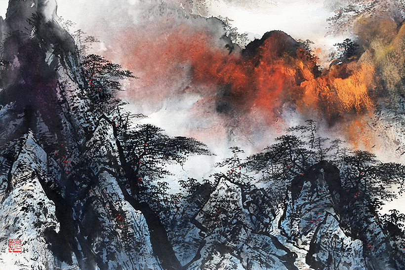 河南大学 张春丽《黄山金秋图》 东方美术家协会理事 四尺9092