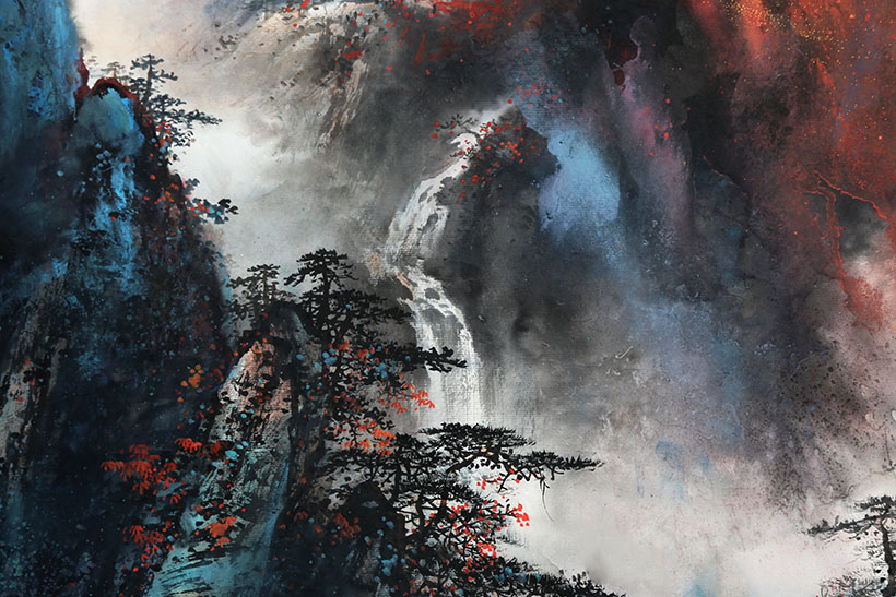 墨华斋当代名作水墨画原创专场  巨幅 带合影 李长田《黄山烟霞图》