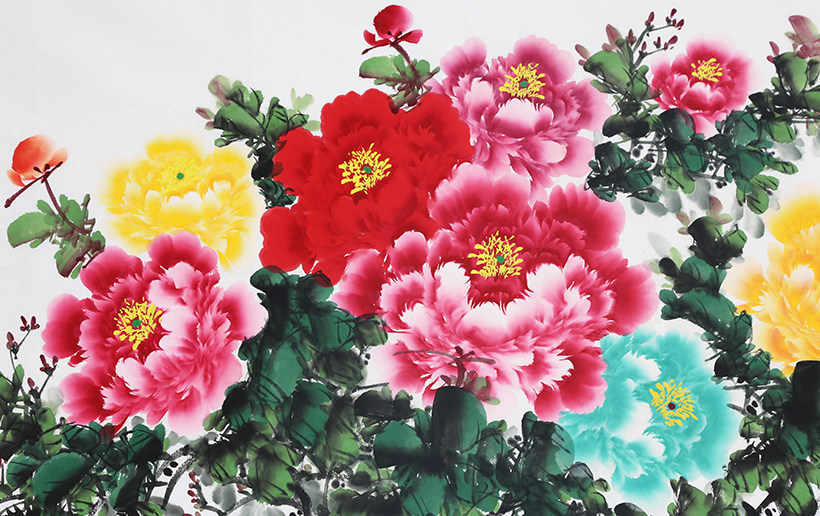 王绣《富贵吉祥》180x70cm 墨华斋1934