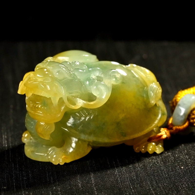 冰糯种纯天然a货翡翠龙头龟挂件127.38g(含绳重)