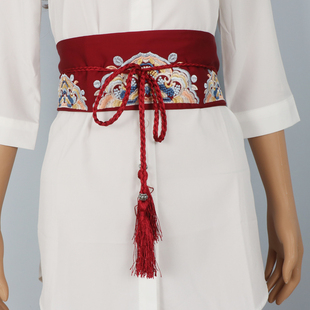 中国风花纹刺绣布款系带宽腰封女士配汉服和服日系束腰洋气腰带22