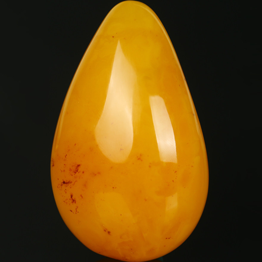 40.94克【大气随形挂】【强荧光】鸡油黄蜜蜡饱满水滴形挂件