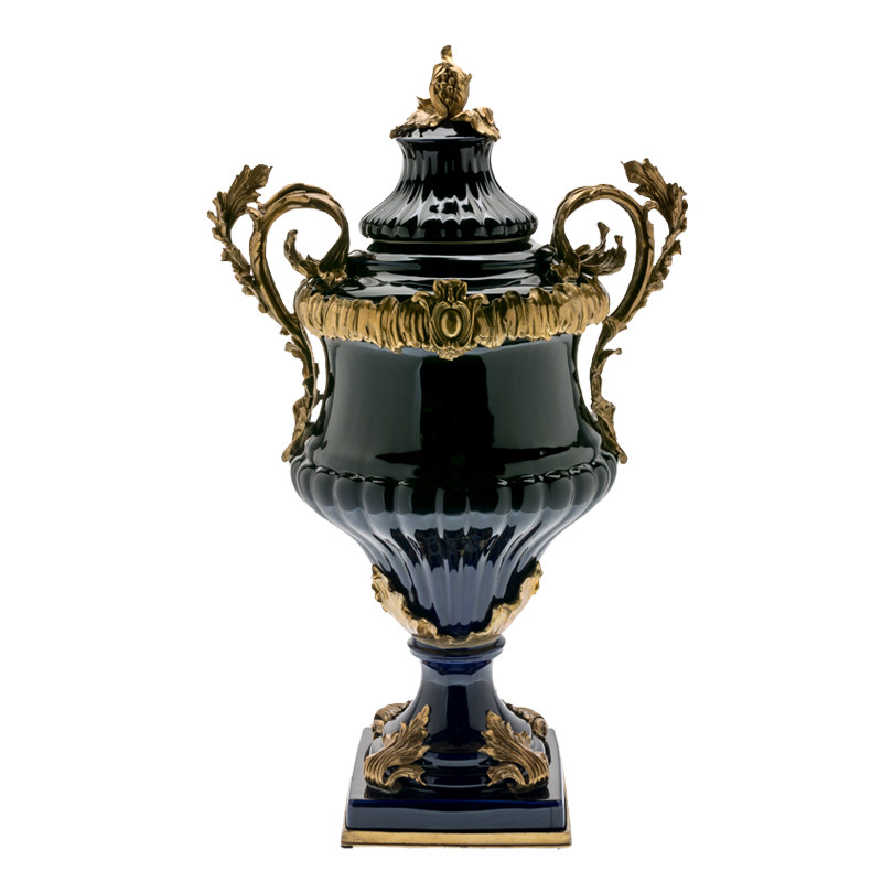 欧式美式复古大摆件陶瓷配铜奢华客厅玄关过道别墅装饰品摆设品