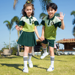 短袖小学生校服三件套装幼儿园园服夏季毕业照新款班服运动学院风