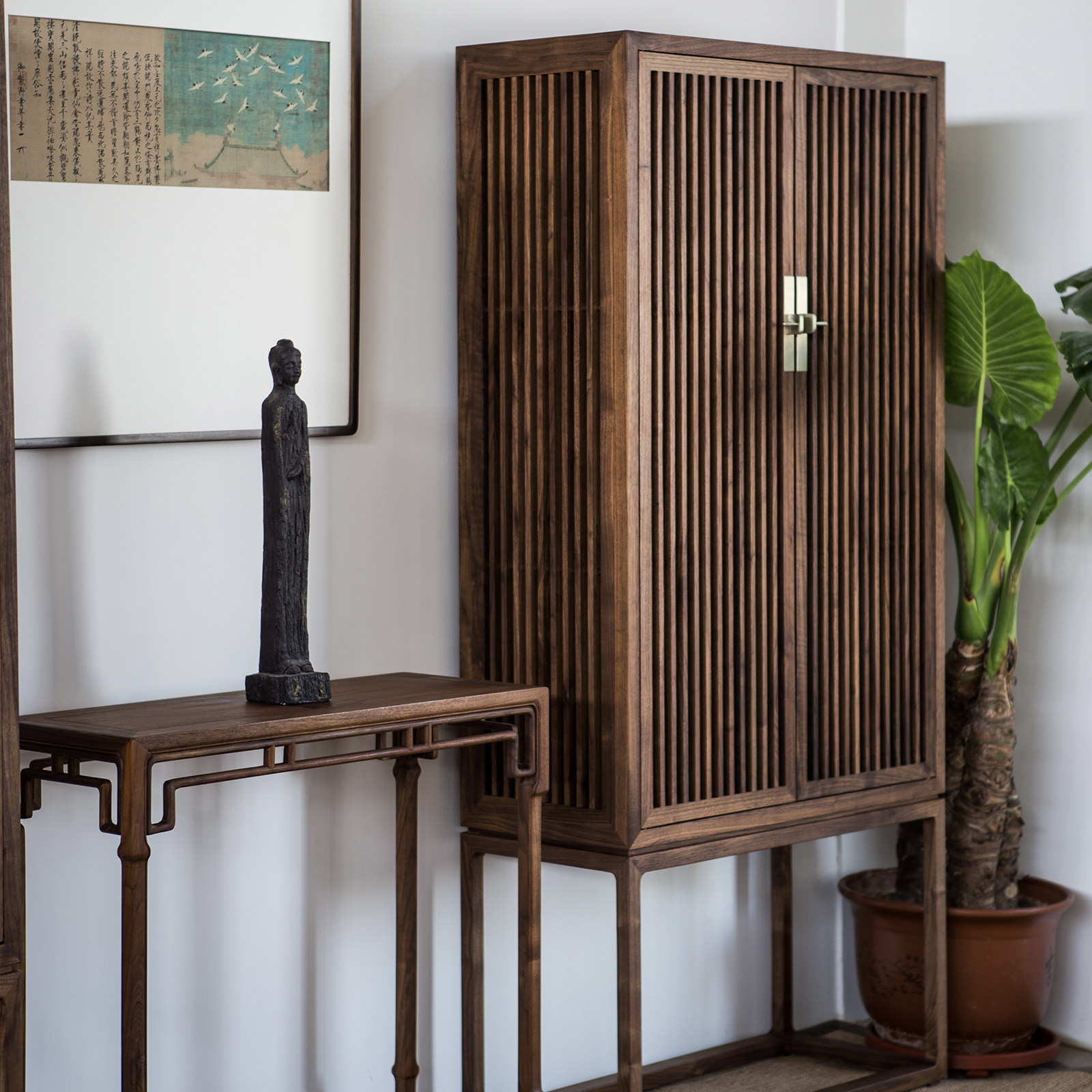 玄木禅意新中式书柜储物柜茶叶柜明式仿古多宝阁实木书架茶室家具