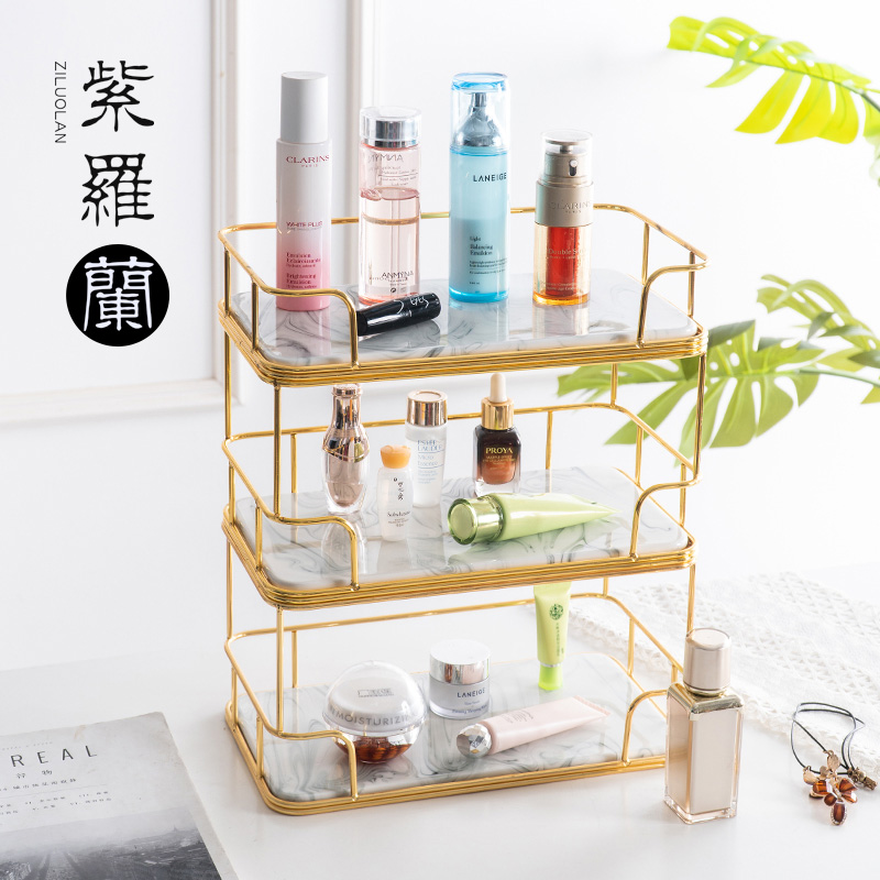 简约多层置物架桌面梳妆台卫生间化妆品护肤品收纳架整理三层架