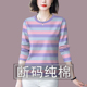 清仓捡漏~新款纯棉条纹长袖t恤女打底衫秋冬装百搭外穿宽松妈妈装