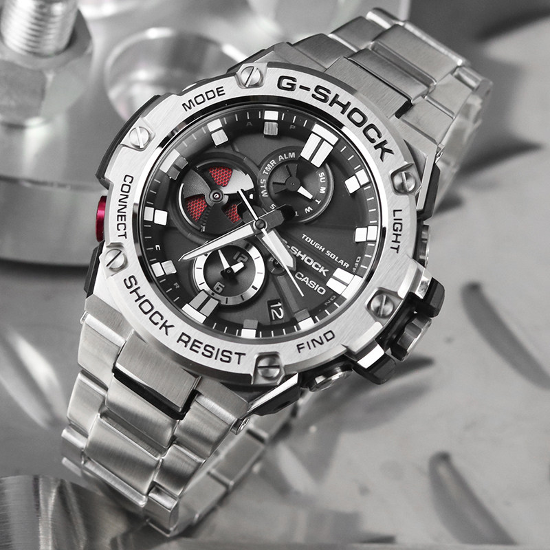 卡西欧手表男gst-b100d-1a运动限量版gshock正品钢铁之心防水男表