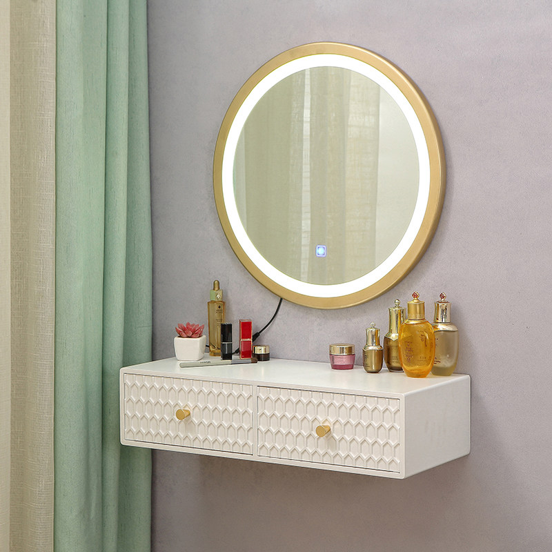 壁挂化妆台镜迷你卧室欧式小户型简约白色挂墙式梳妆台梳妆桌