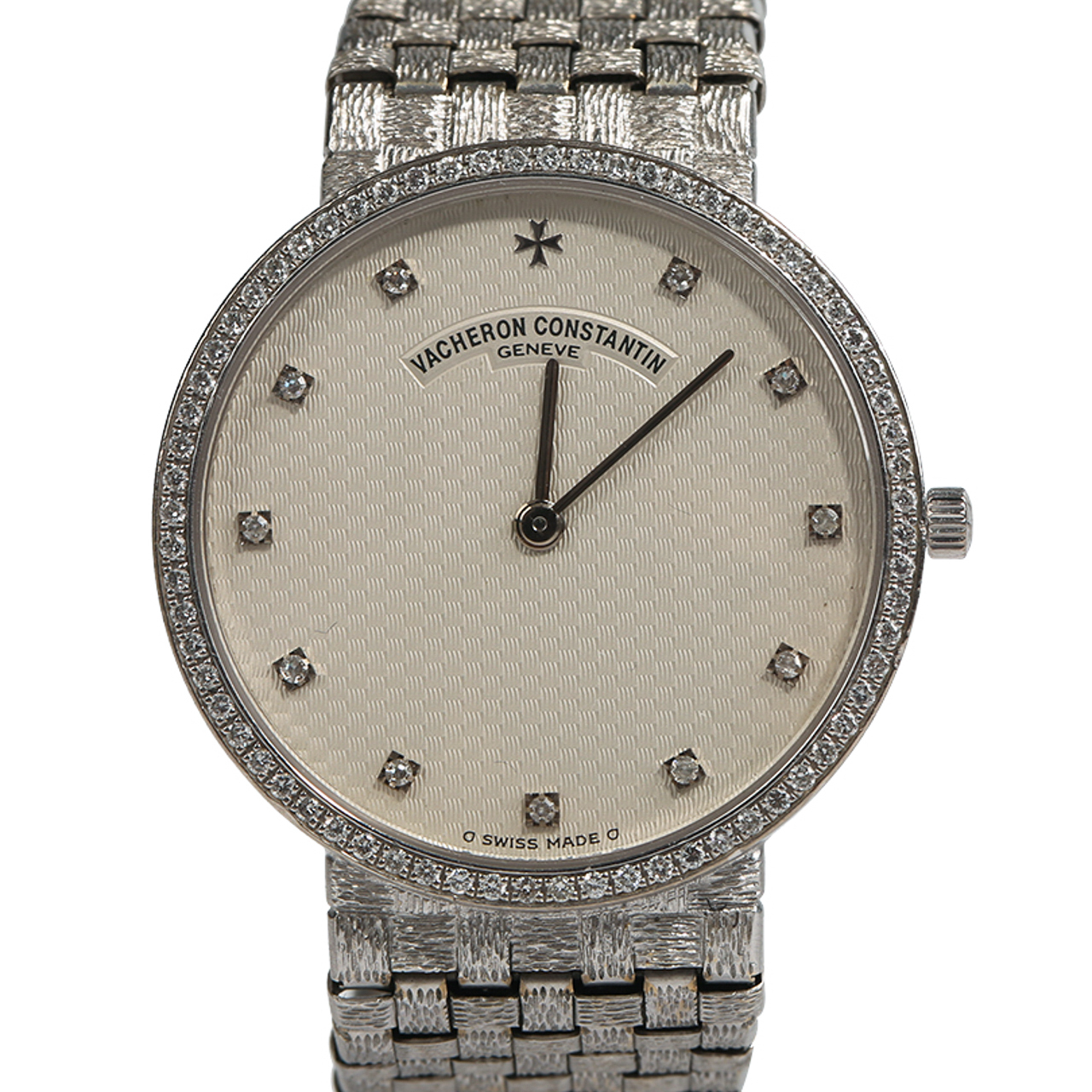 [95新]江诗丹顿18k白金镶钻自动机械男表