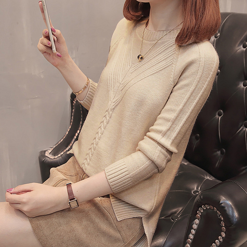 Sweater 2018 spring and autumn new pattern Korean Edition Loose Short T-shirts Split ends Twist Primer Socket Solid sweaterin the Women's clothing/Boutique , Sweaters category - from Buy2taobao.com to provide professional Taobao agent buy service