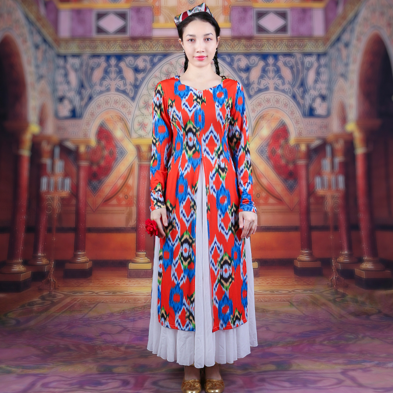 新疆舞蹈演出服女士艾德莱斯服装维吾