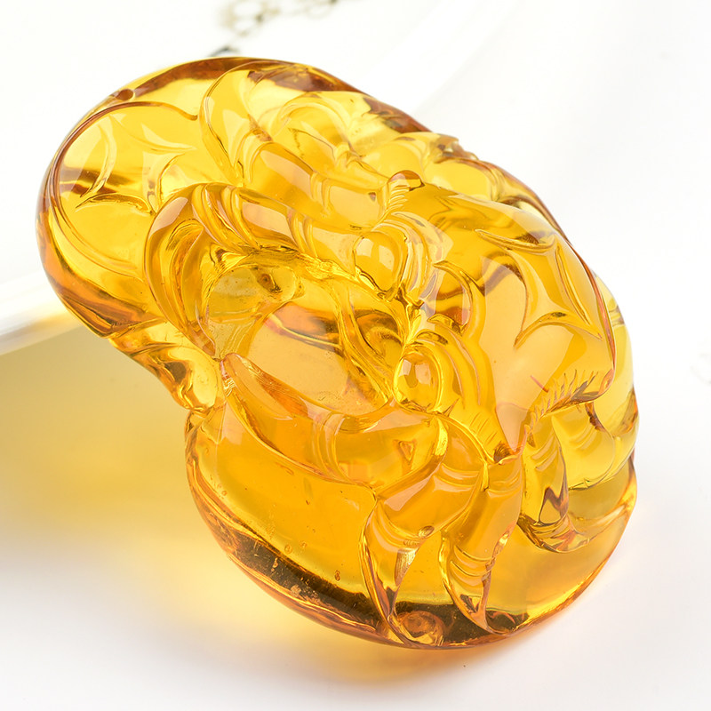 23.12g【强荧光】琥珀金珀螃蟹吊坠琥珀螃蟹挂件k1602