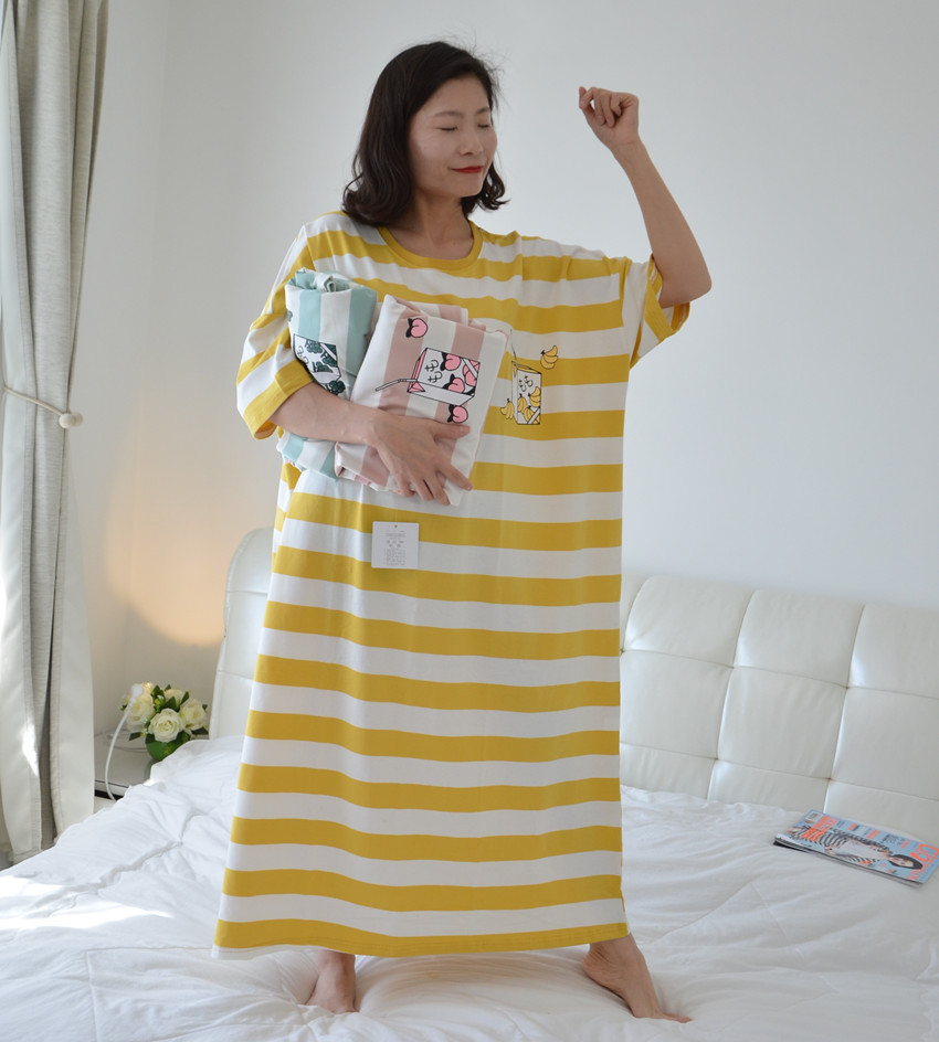 夏季女式韩版加肥加大码短袖针织纯棉
