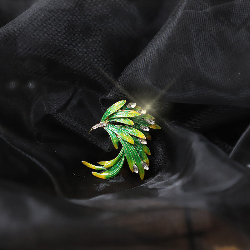 3折)凤翎 复古国风闪钻凤尾花渐变胸针优雅毛衣大衣