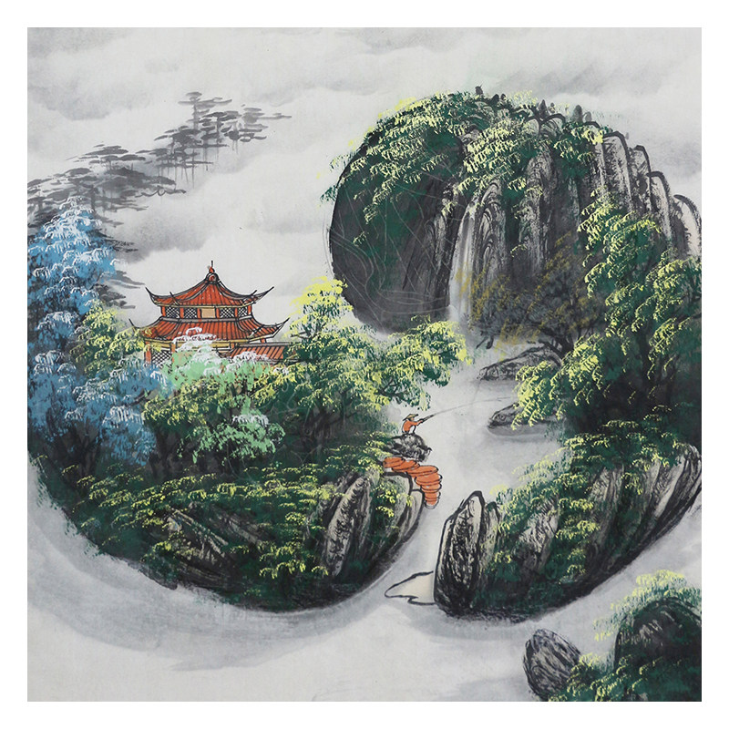 吴增《风水宝地》夜现观音 99x50cm