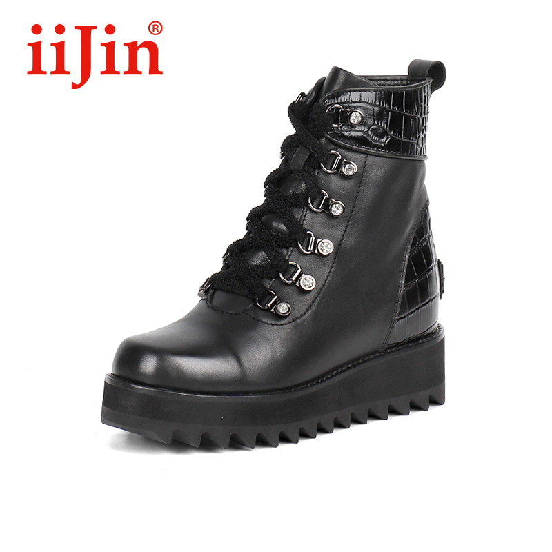 iiJin/艾今官方秋冬季时尚牛皮拼接短靴内增高马丁靴女YF668STW在类目 女鞋, 靴子, 马丁靴中 - 来自Buy2taobao.com提供专业的淘宝代购服务