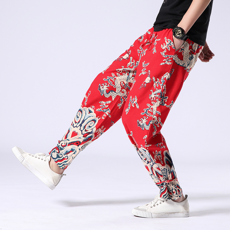 中国风裤子灯笼裤男宽松纯棉盘扣束脚裤花纹阔腿哈伦龙长裤春夏季在类目 男装, 休闲裤中 - 来自Buy2taobao.com提供专业的淘宝代购服务