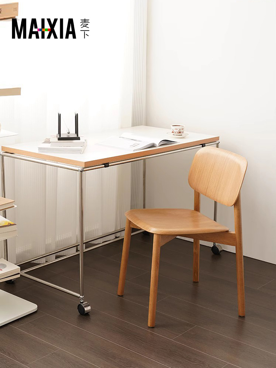 北欧设计师实木餐椅丹麦可叠现代简约创意奶茶店咖啡厅靠背椅子