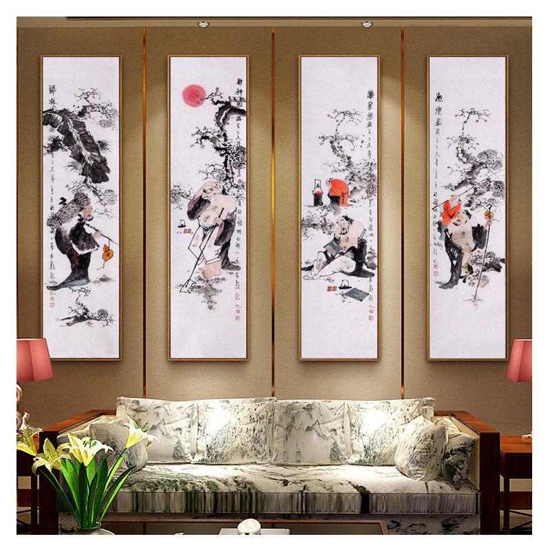 王春福《渔樵耕读》四条屏 山东著名实力派画家