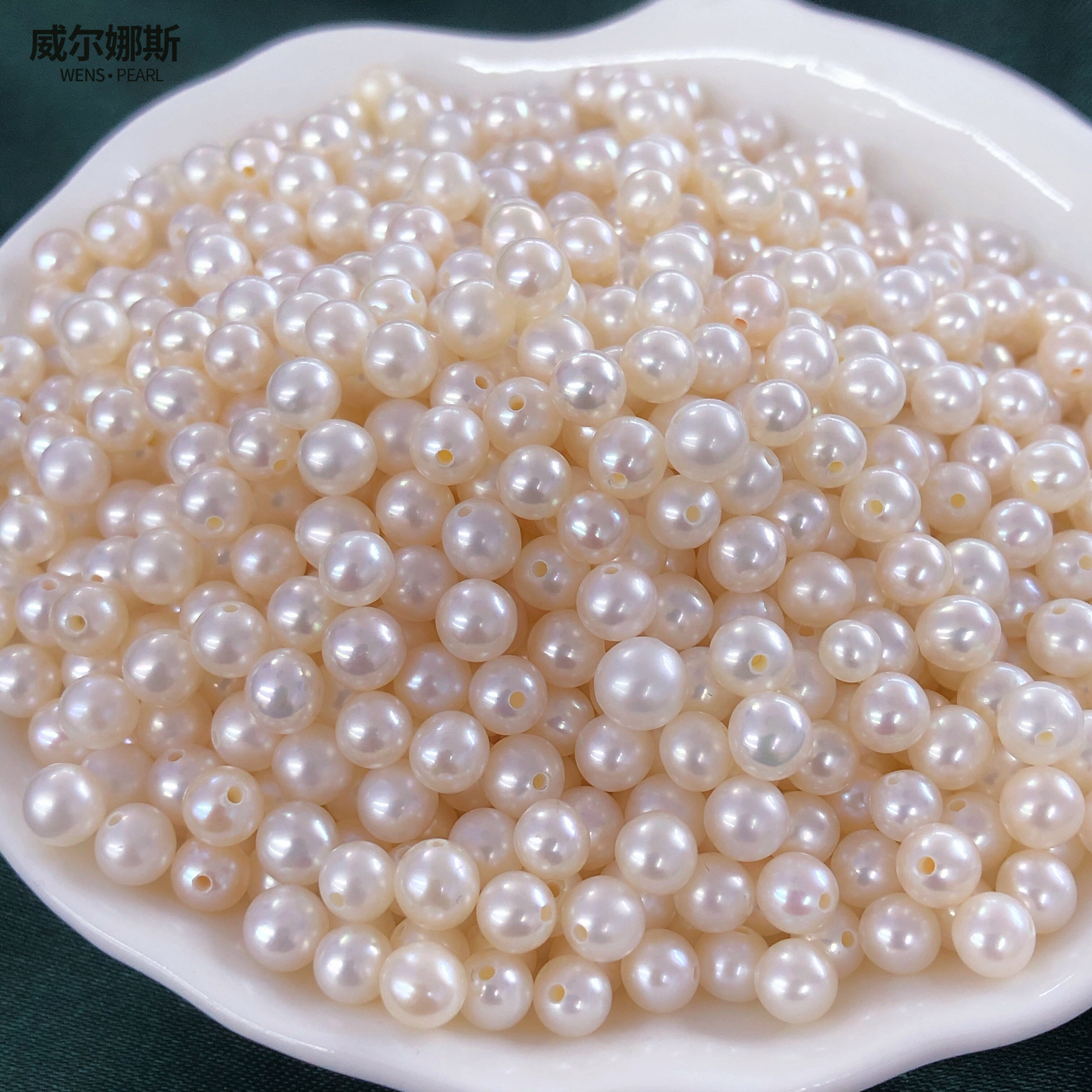 诸暨山下湖产地 4.5-5mm天然淡水小珍珠迷你圆珠半孔珠散珠裸珠