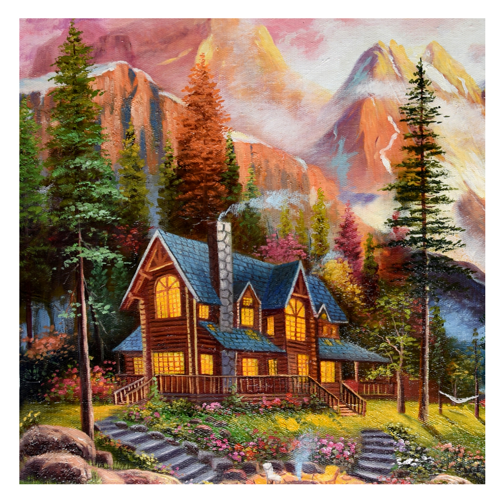 临摹托马斯油画《梦幻雪域》林丰油画