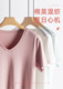 2024夏季新款女式棉莫V领短袖 纯色简约修身质感女式V领半袖T恤