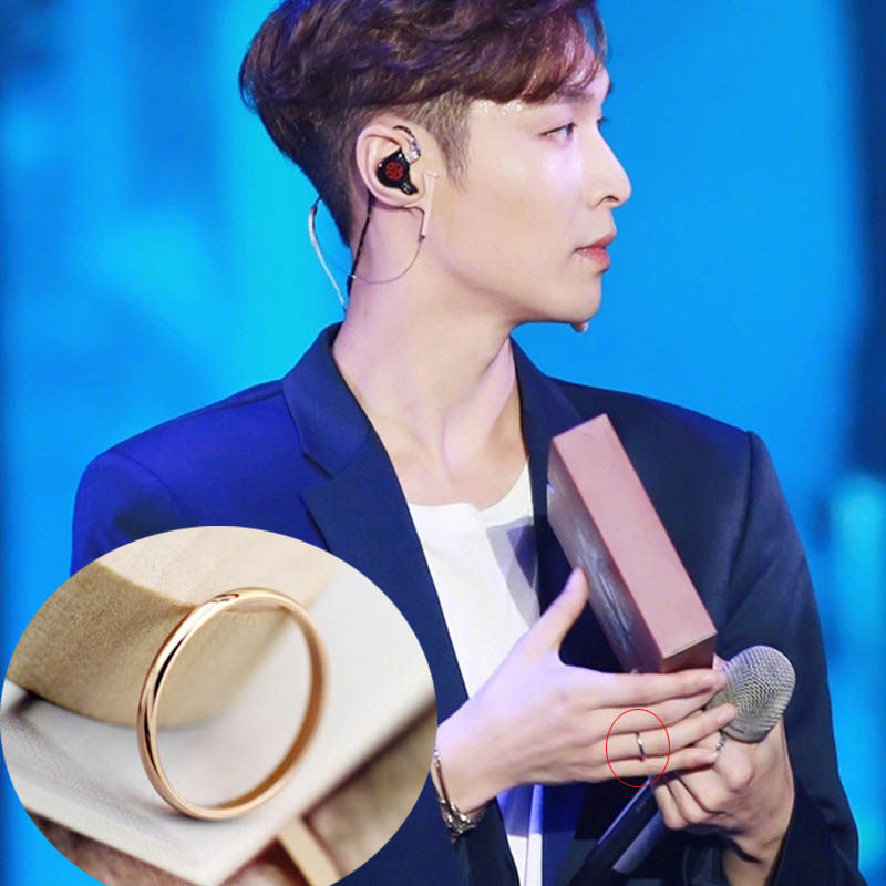 特价exo冬专戒指_exo张艺兴lay事业版图同款简约时尚光面细钛钢戒指环