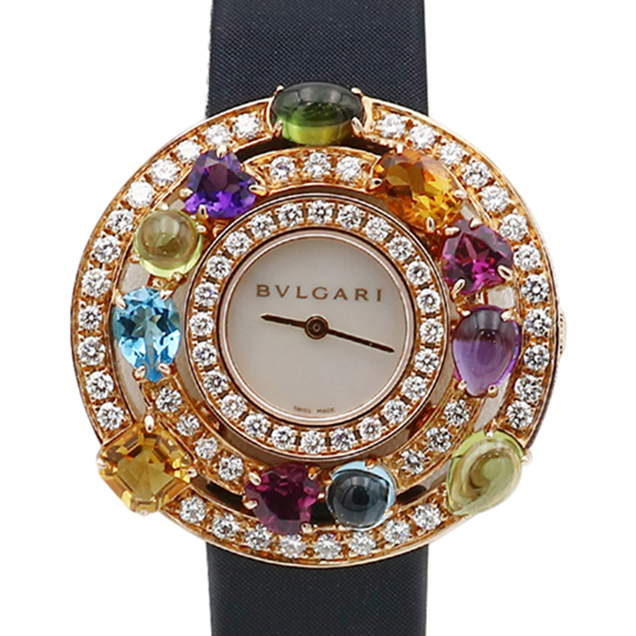 [9.9新]宝格丽石英女表 18k玫瑰金镶钻石宝石