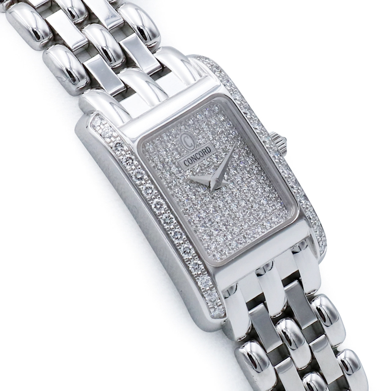 [9.5新]君皇18k白金镶钻石英机芯女士腕表