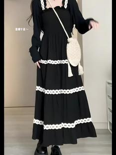 法式赫本黑色系复古民族风女夏季新洋气炸街可盐可甜高级感吊带裙