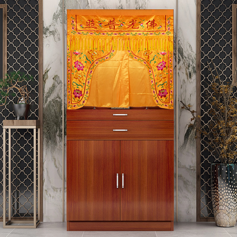 佛龛挡佛帘门帘布佛教家用刺绣供佛遮挡装饰挂帘佛光普照堂帘卧室
