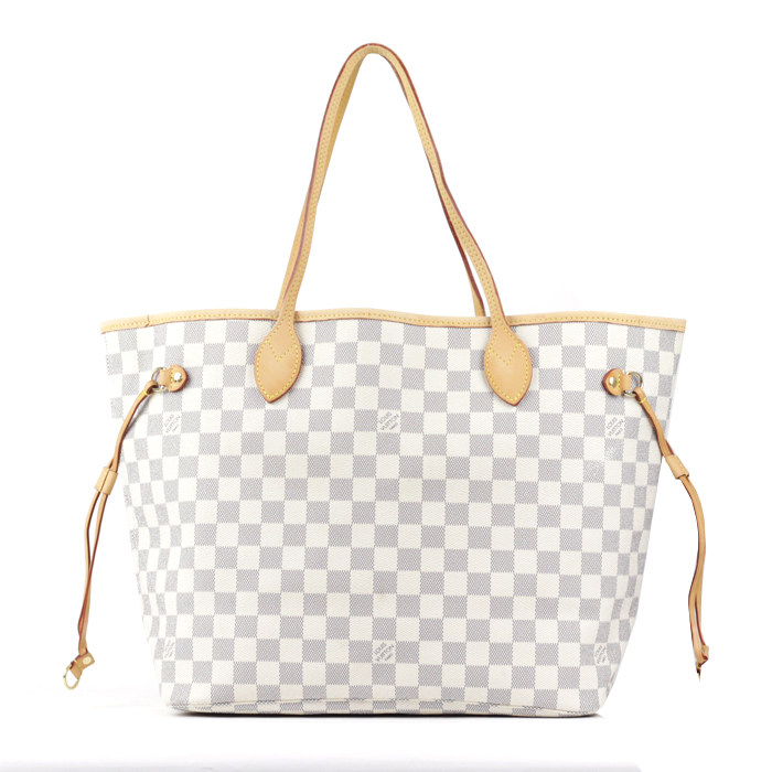 【8.5新】louis vuitton neverfull 白棋盘格中号手袋