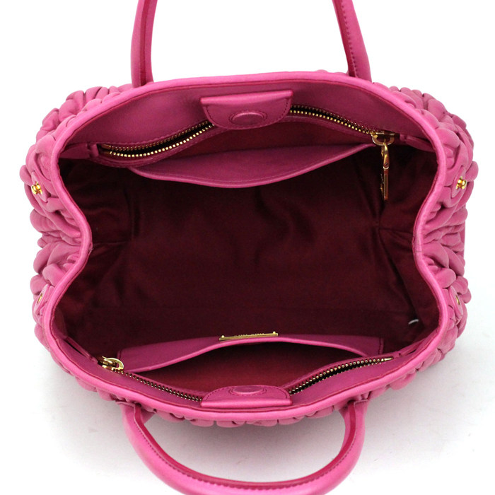 【8.5新】miumiu 玫红色 羊皮 褶皱 手提肩背包