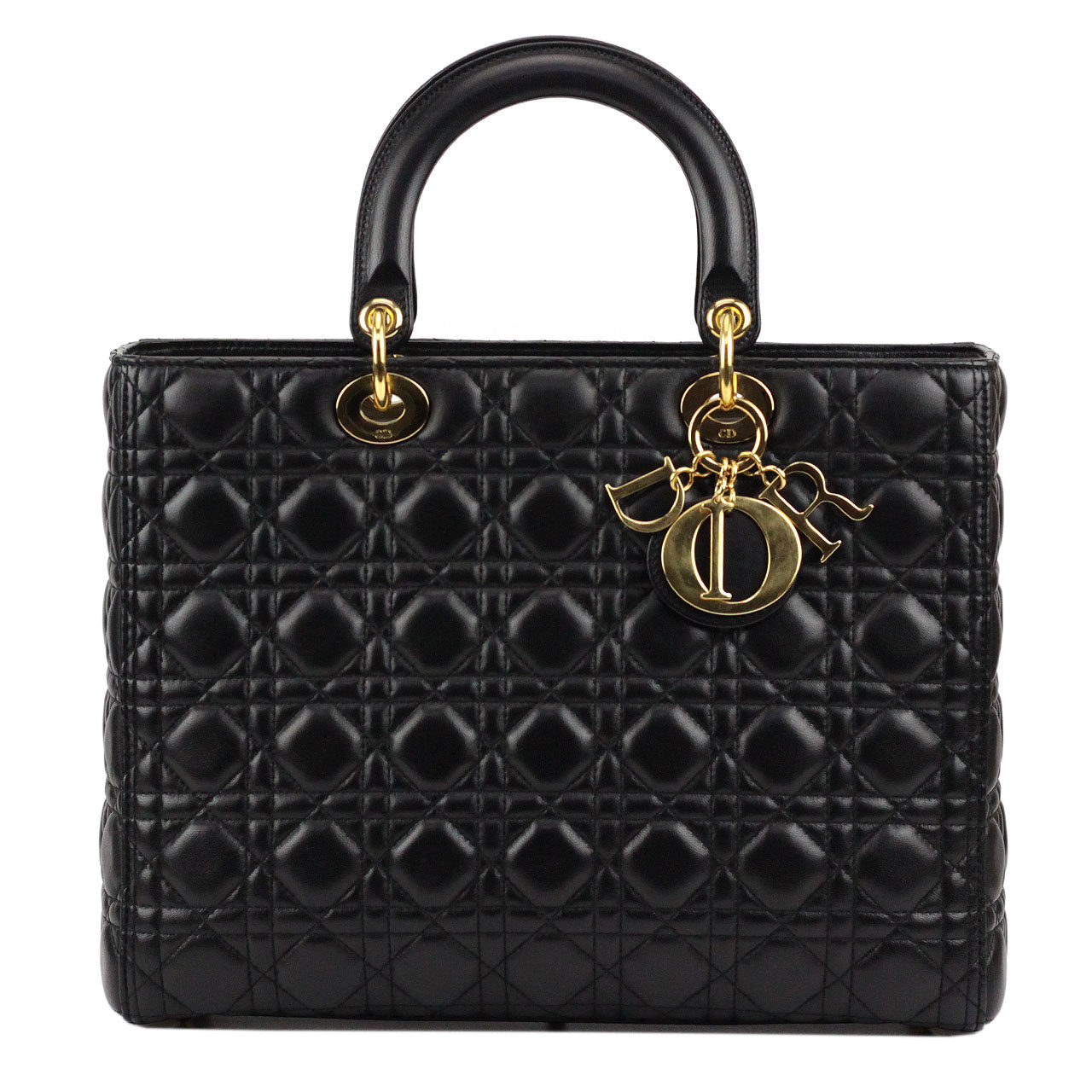 [9.5新]迪奥dior女式lady黑色羊皮七格手袋