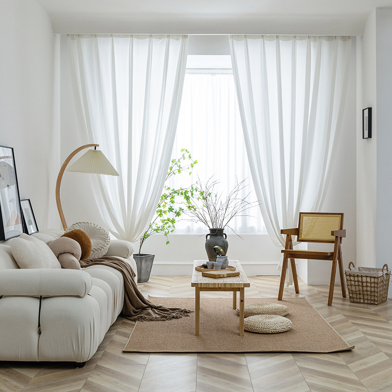 月珑纱家纺窗帘纱帘幻影纱透光不透人防护隐私不勾丝白色纱幔窗纱