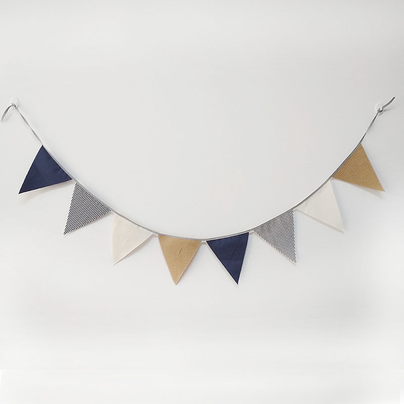 三角旗 北欧_ins布艺彩旗 童装店装饰小旗子棉麻三角旗服装店房间墙壁